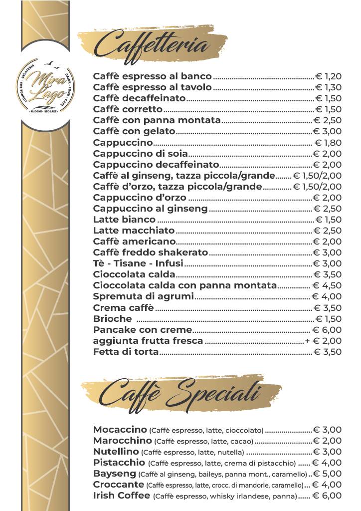 Menu di Bar Miralago Pisogne 