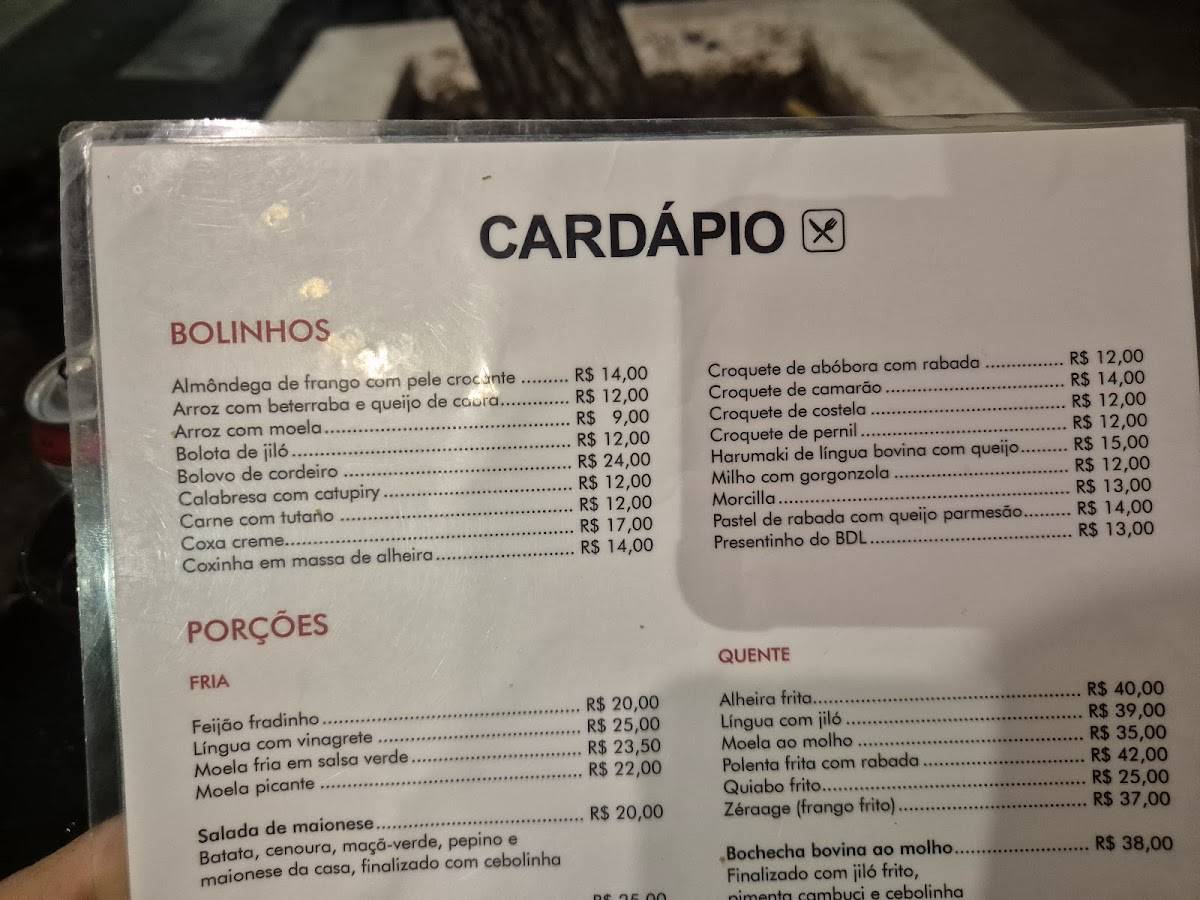Bar Moela cardápio