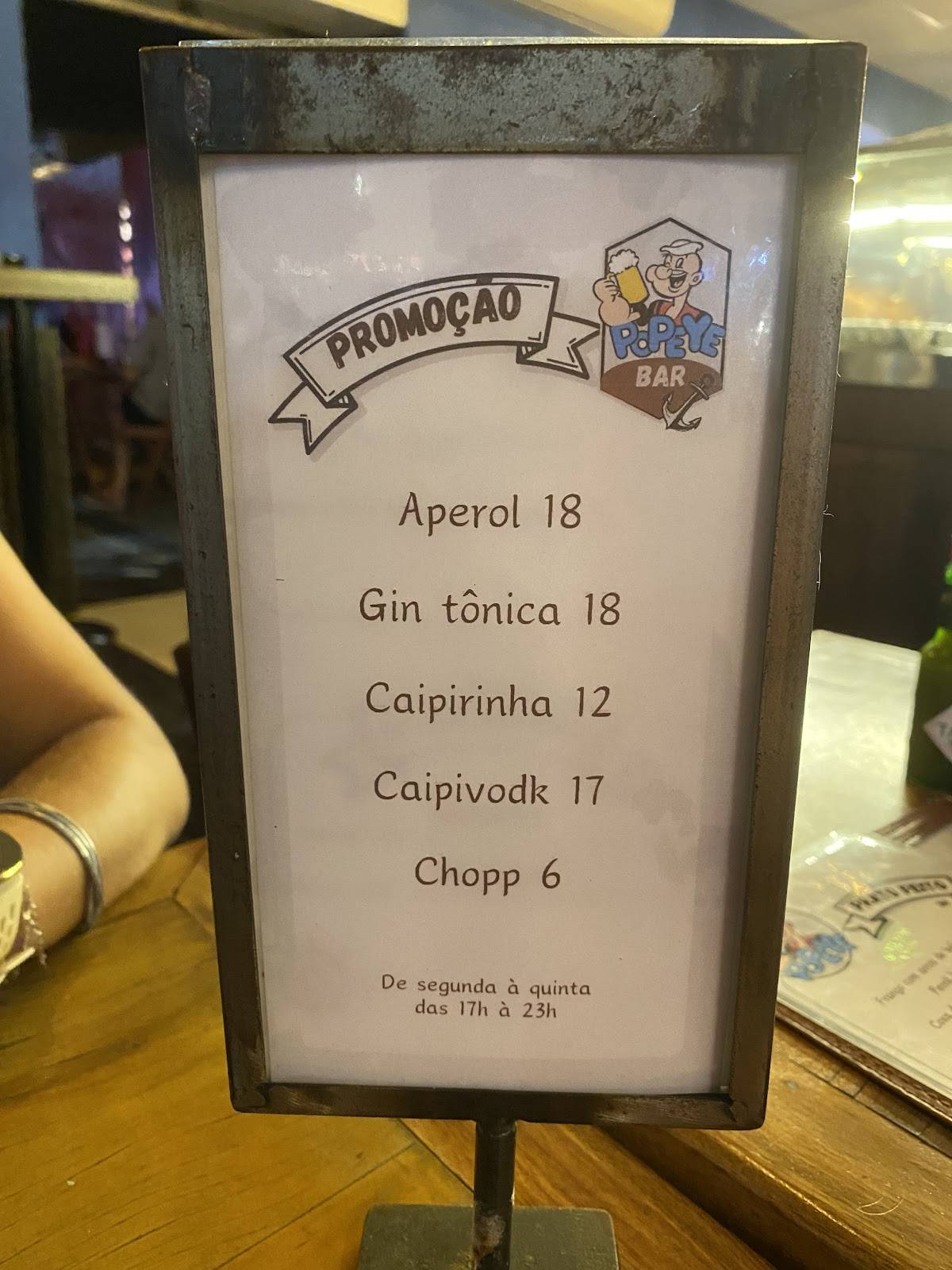 Bar Popeye cardápio