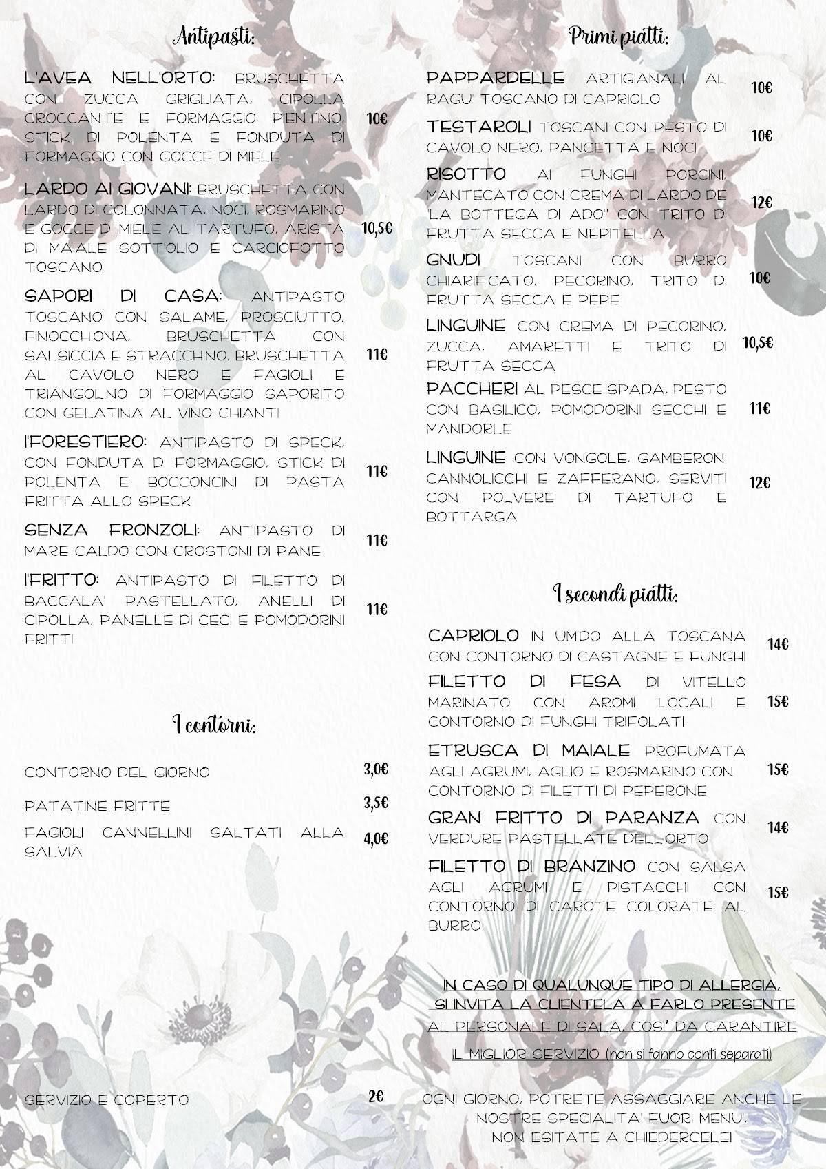 Menu di Bar Ristorante La Torre 