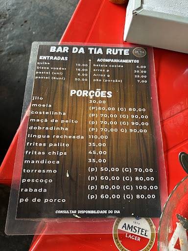 Bar da Tia Rute cardápio