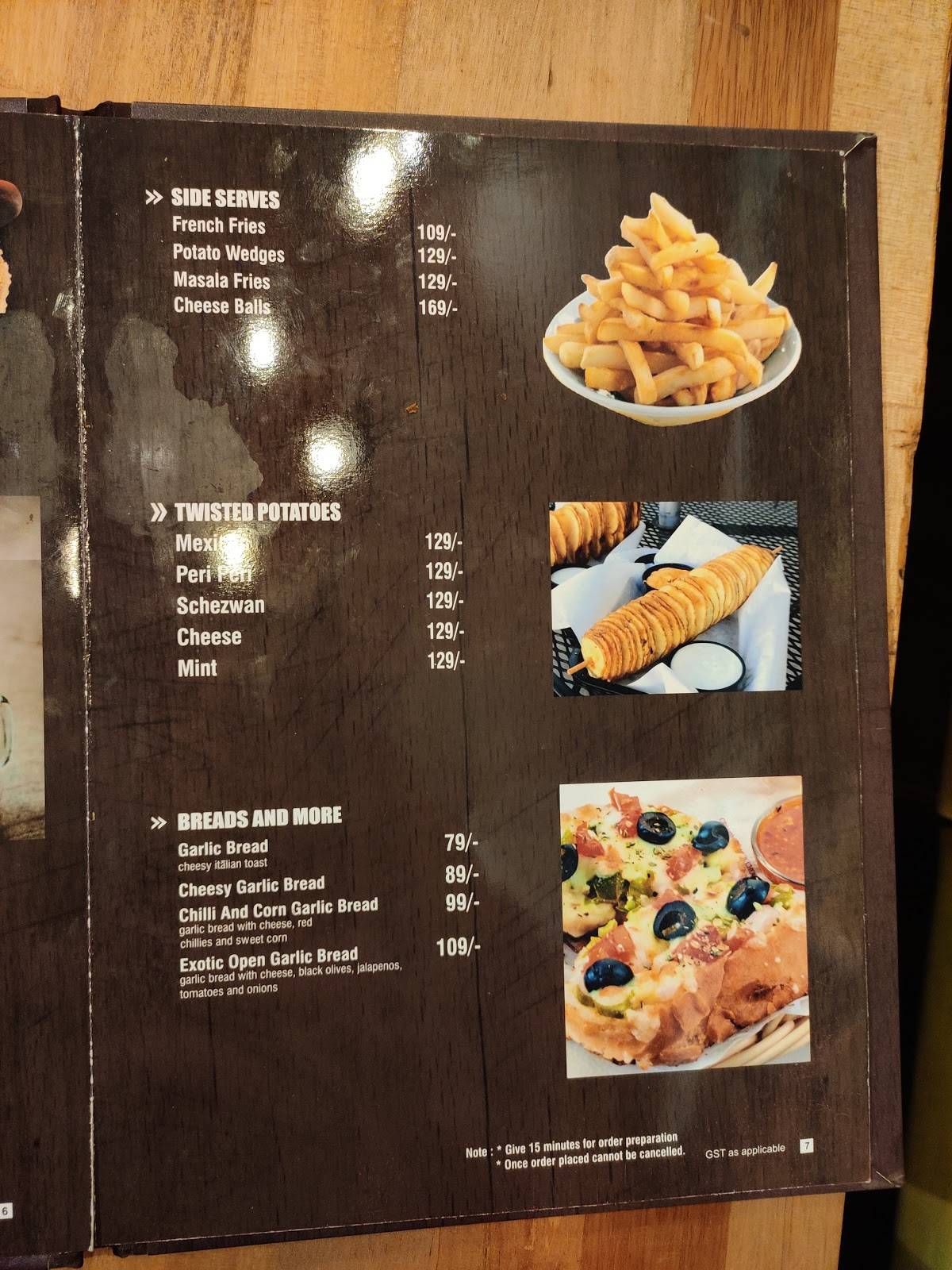 The chocolate room menu