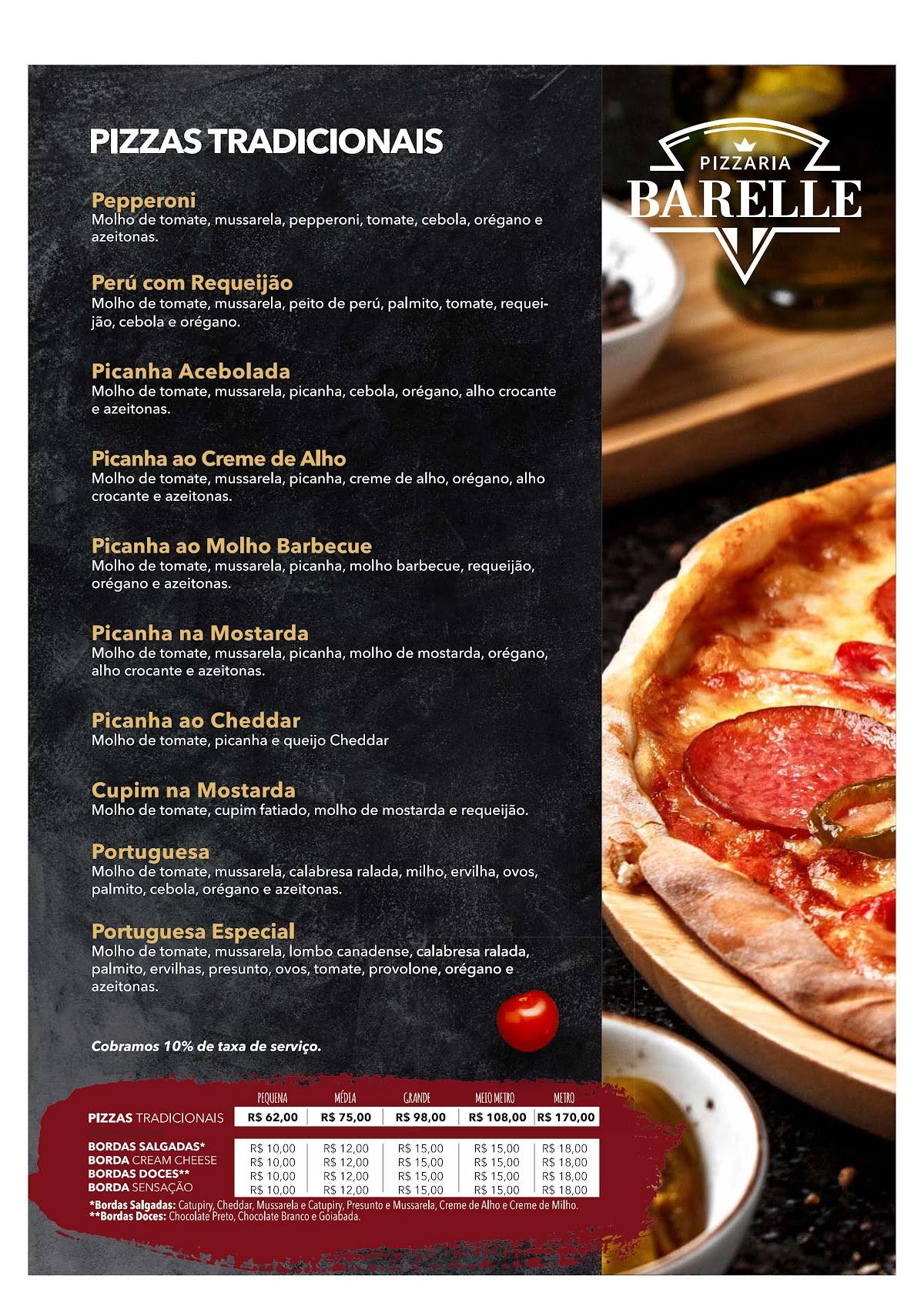 Barelle Pizzaria e Boliche cardápio