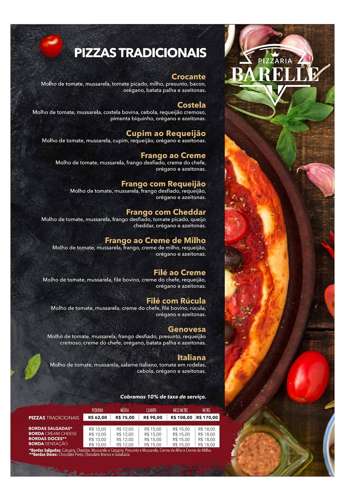 Barelle Pizzaria e Boliche cardápio
