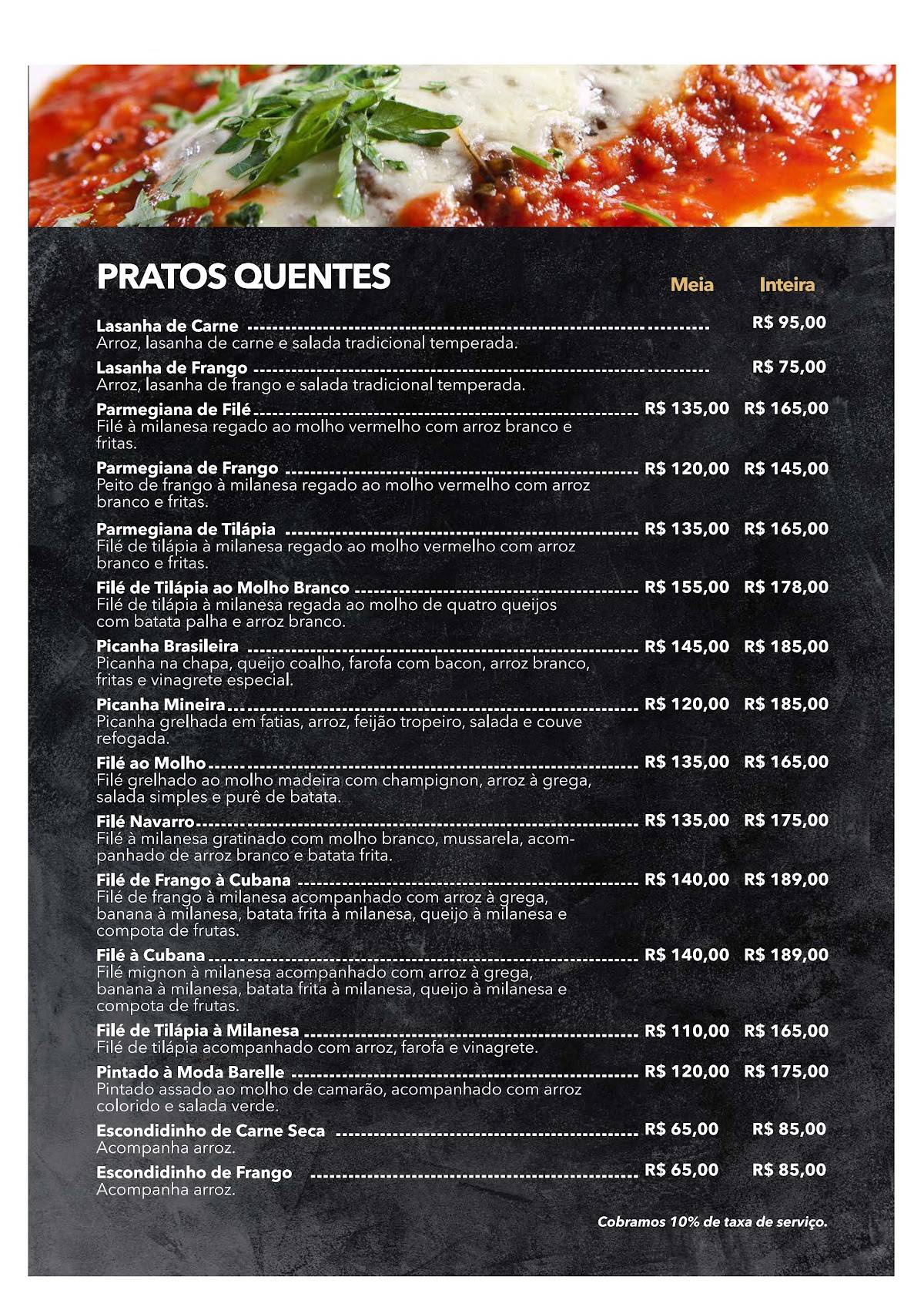 Barelle Pizzaria e Boliche cardápio