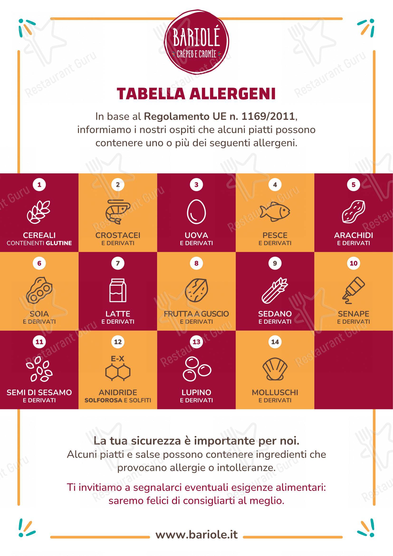 Menu per Bariolé in Torino