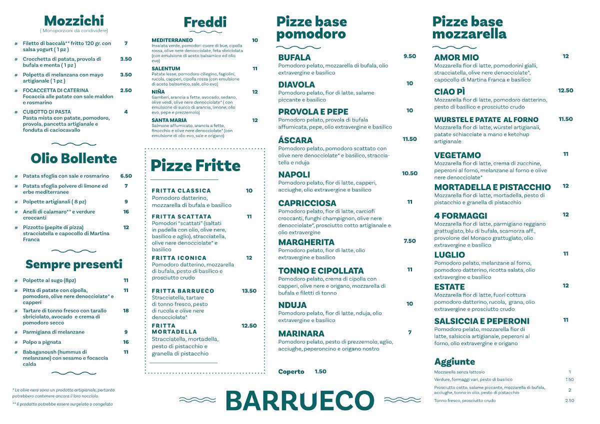 Menu di Barrueco 
