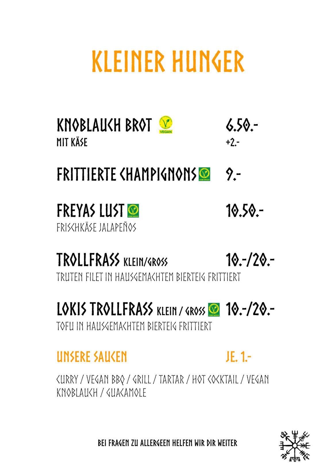 Menu di Valhalla Bar Basel 