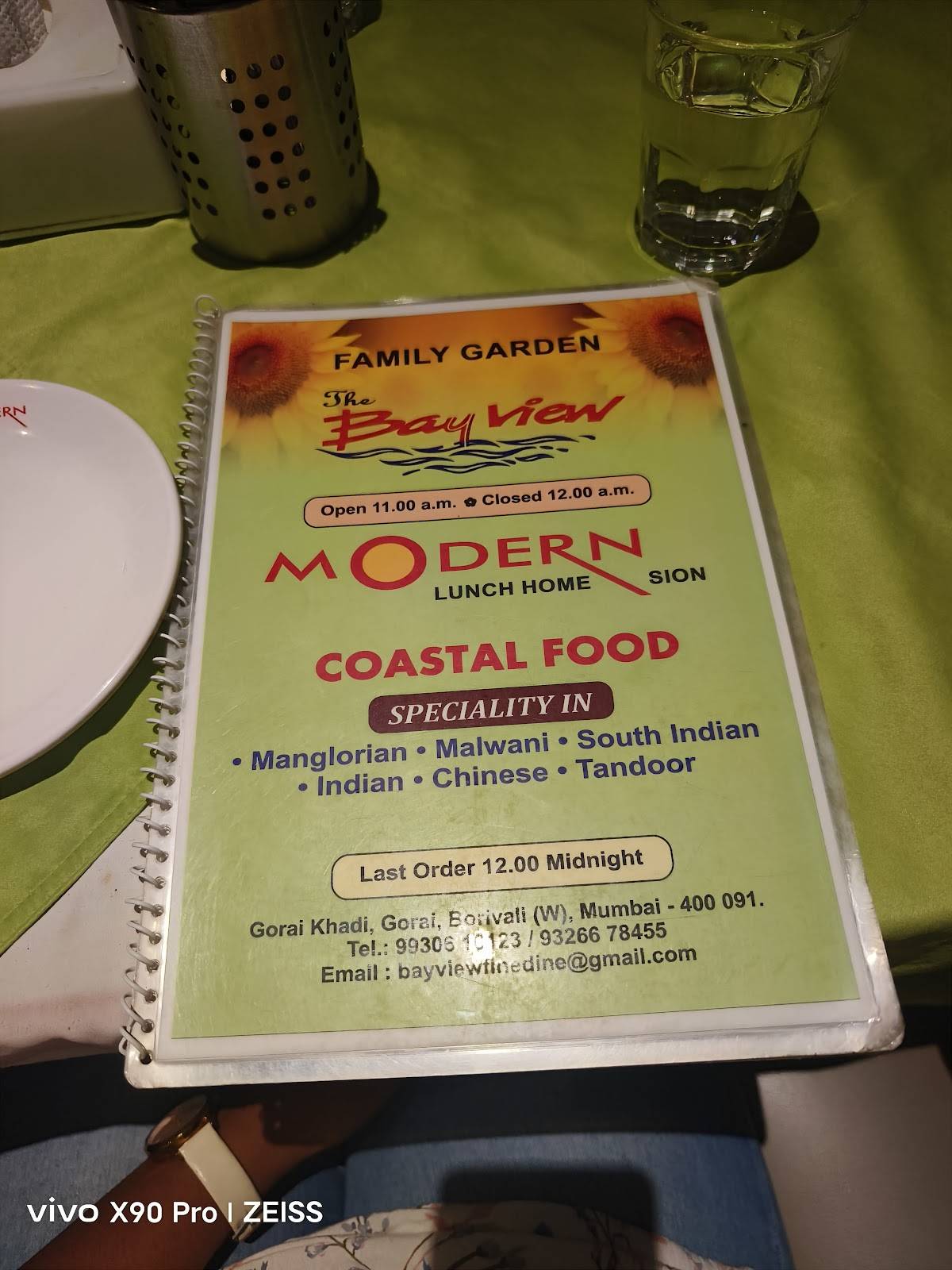 The Bay View menu