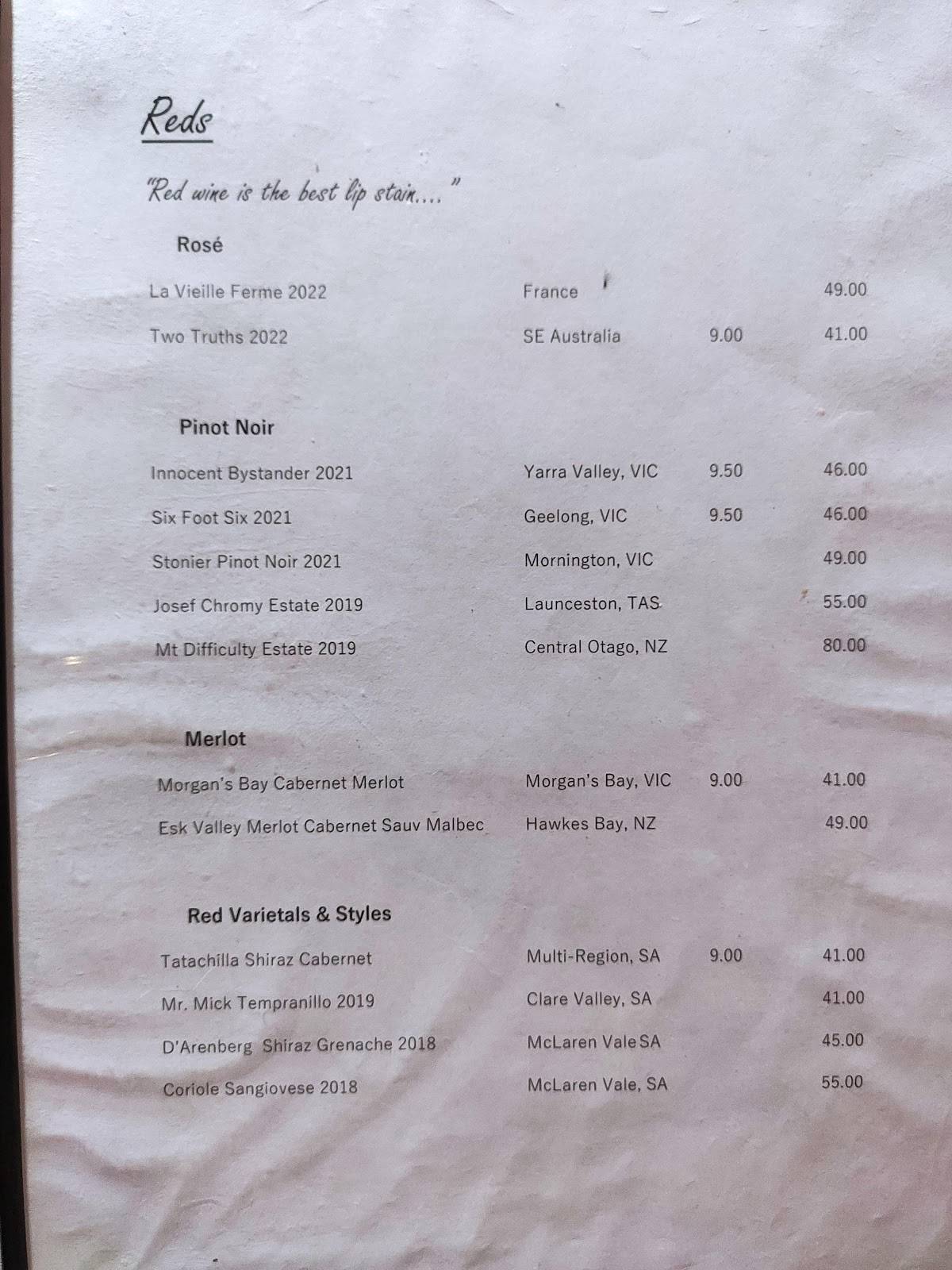 Menu at Bayleaf Balinese Restaurant, Cairns