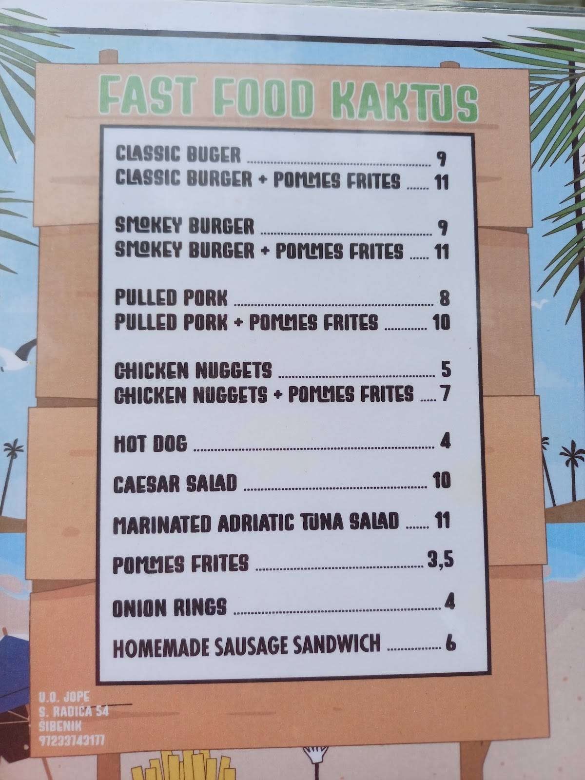 Menu di Beach Bar Kaktus 