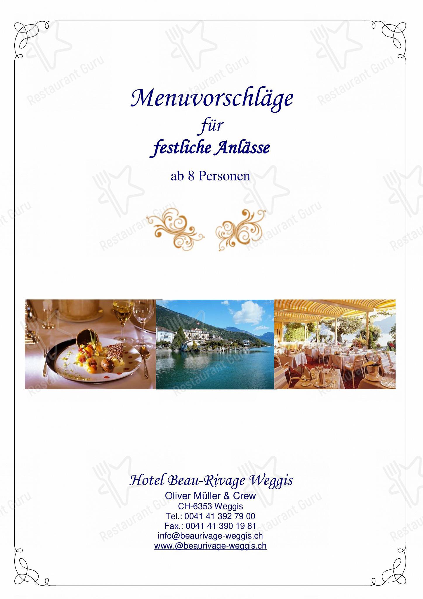 Romantik Hotel Beau - Rivage Weggis in Weggis - Lunch Menu