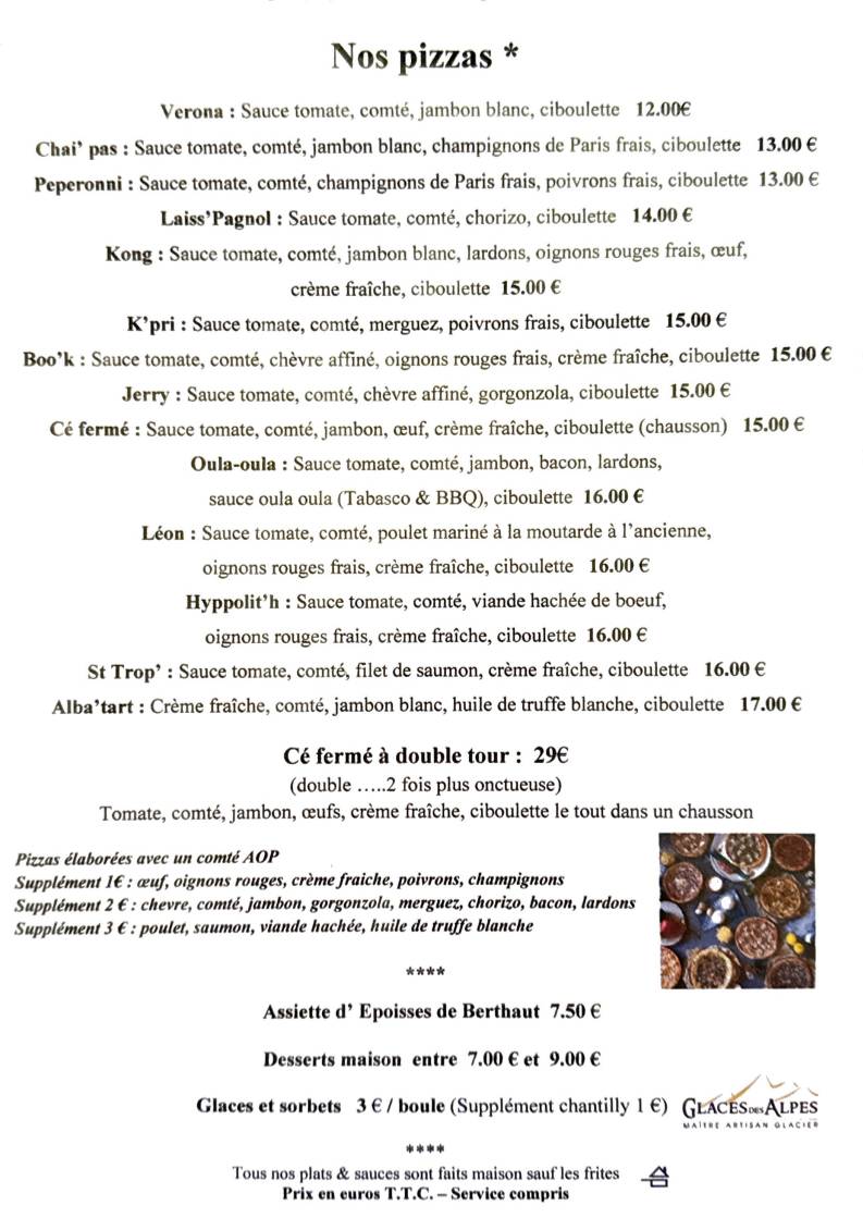Menu de Keepkong Beaune