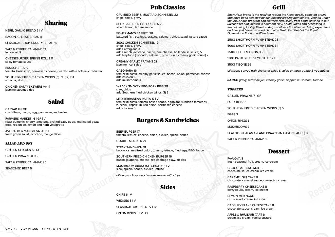 Menu at Beenleigh Tavern pub & bar, Beenleigh