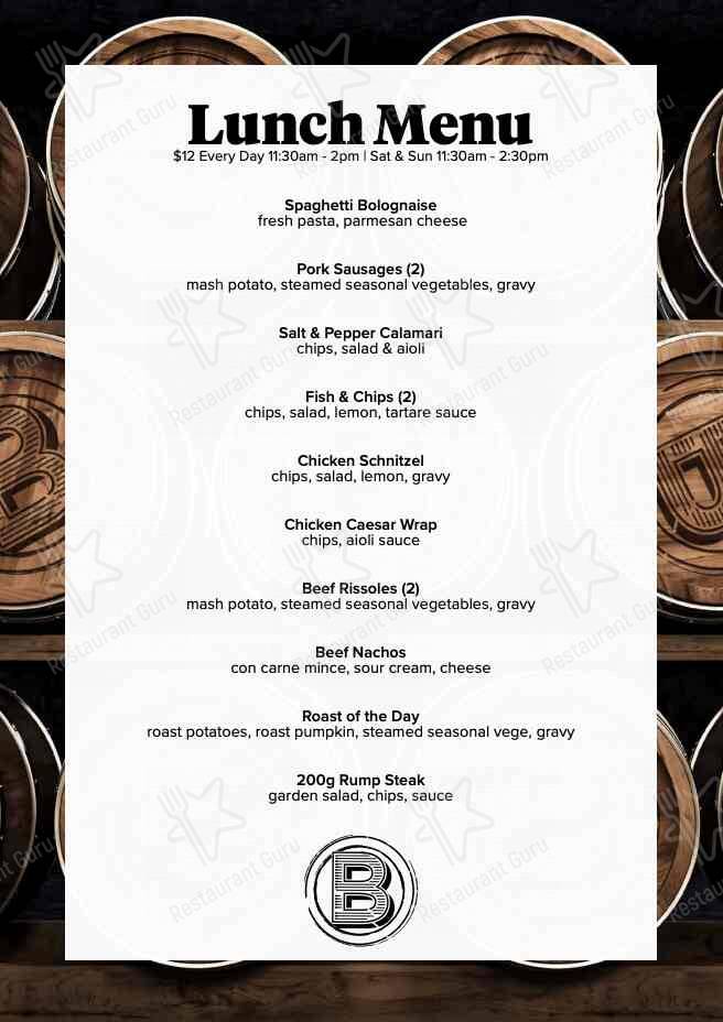 Menu at Beenleigh Tavern pub & bar, Beenleigh