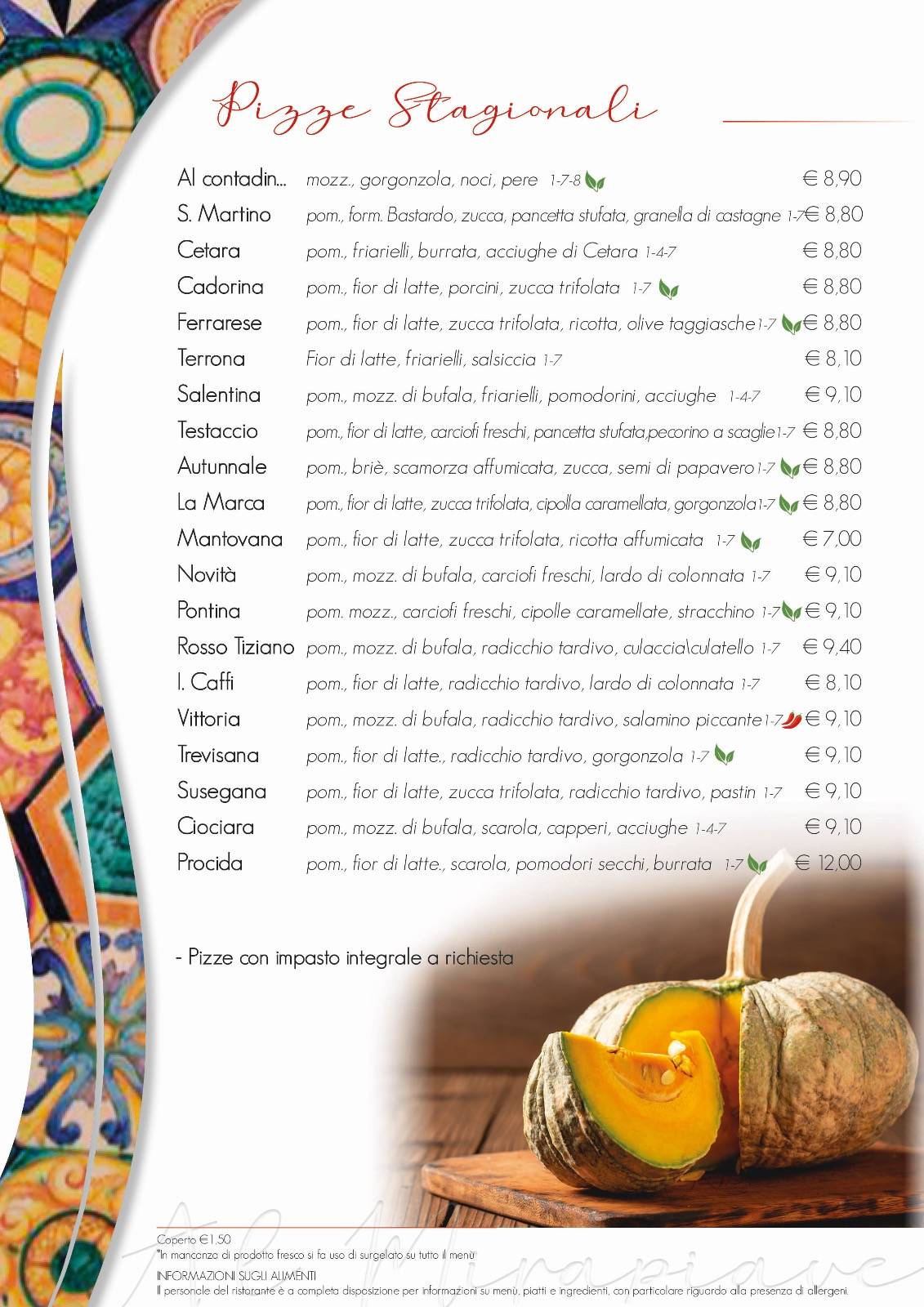 Menu di Al Mirapiave 