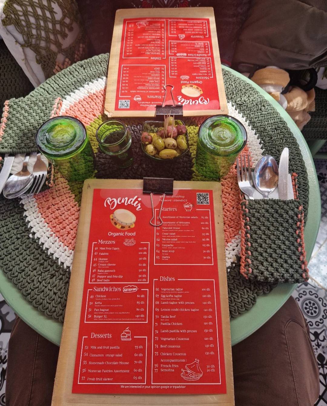 Menu de Bendir Rooftop