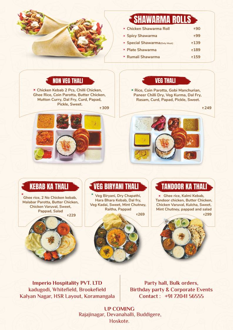 Imperio Restaurant menu