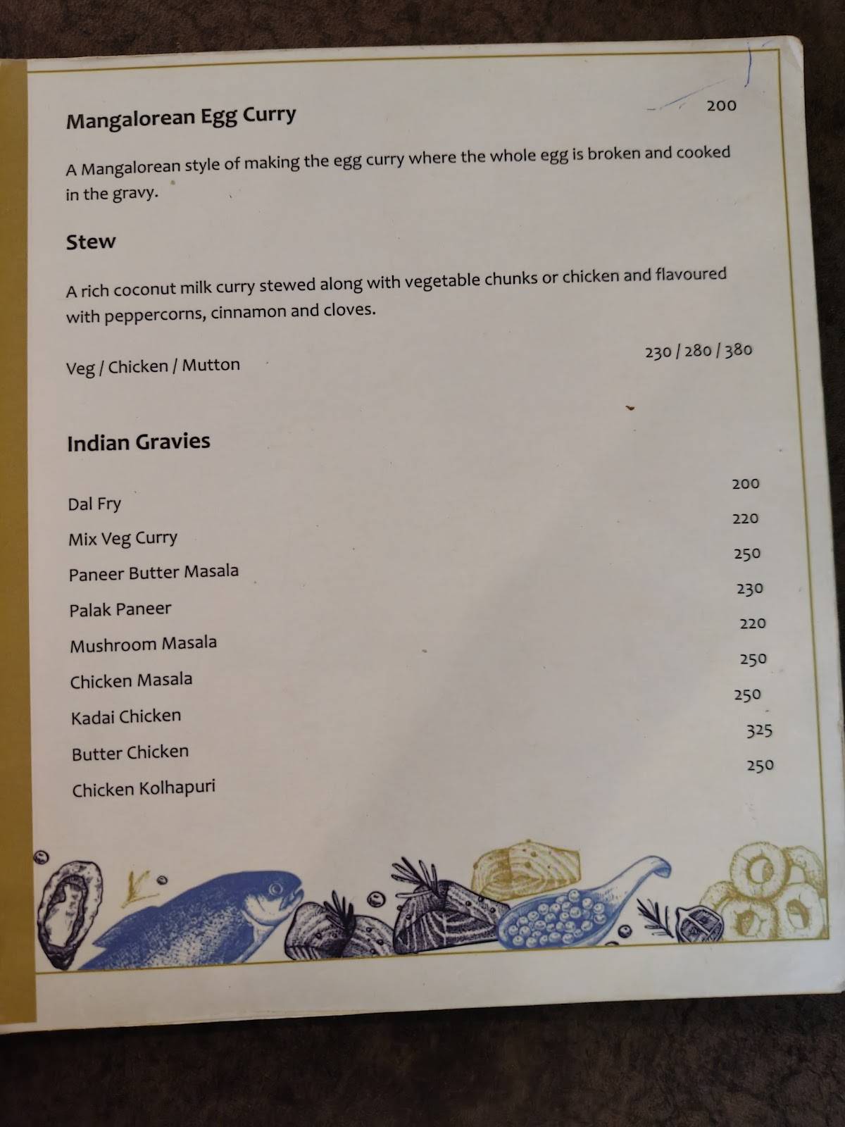 Maravanthe Coastal Cuisine menu
