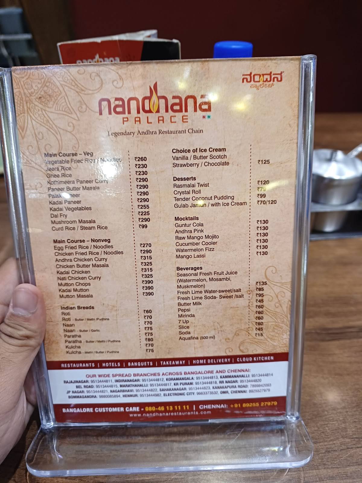 Menu at Nandhana Palace Andhra Style Restaurant Bommasandra, Bengaluru