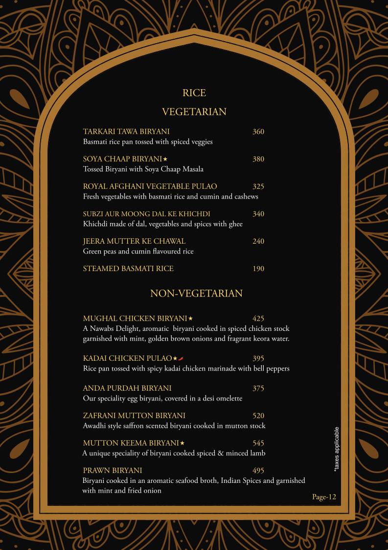 Sultans of Spice menu