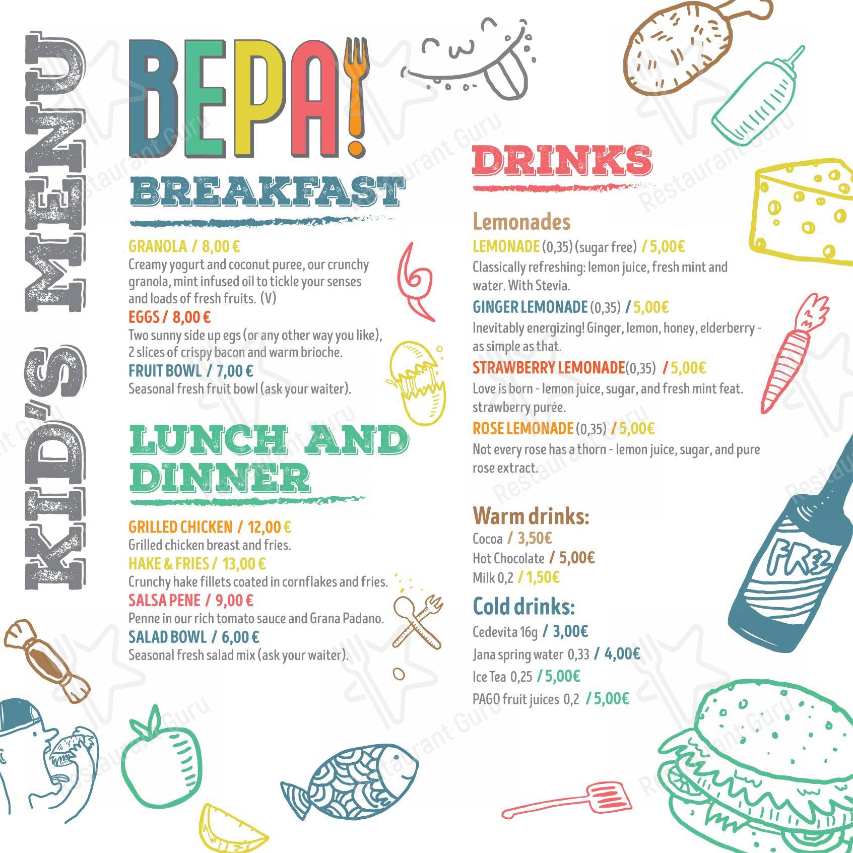 Bepa in Spalato - 菜单