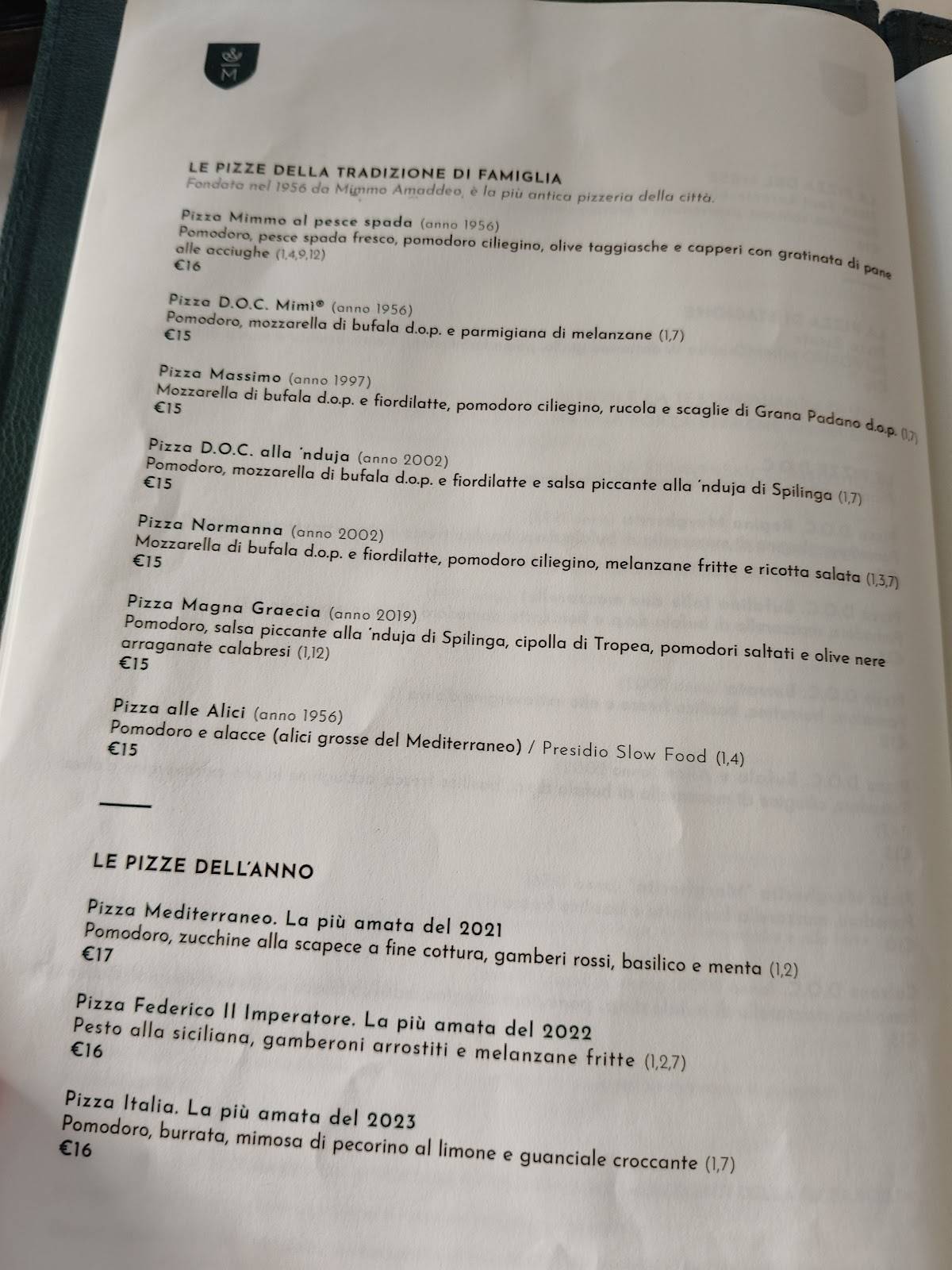 Menu di Ristorante Pizzeria da Mimmo 