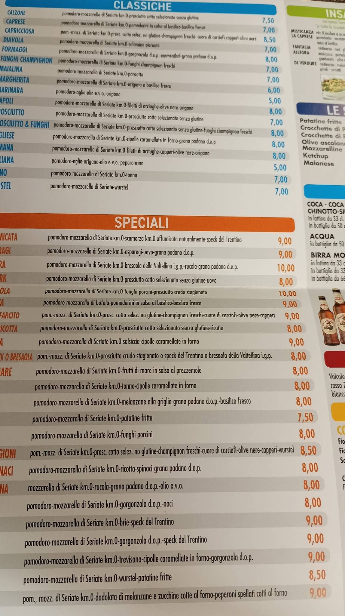 Menu di Pronto Pizza Garibaldi 