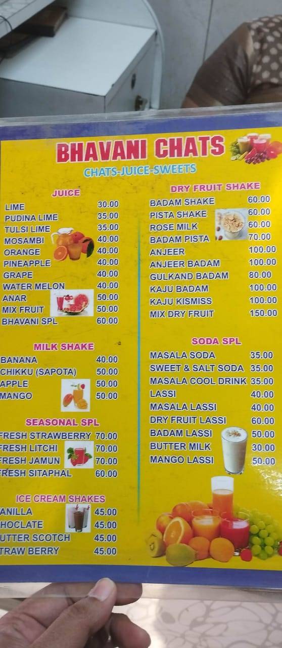 Bhavani Chats 'N' Juice menu