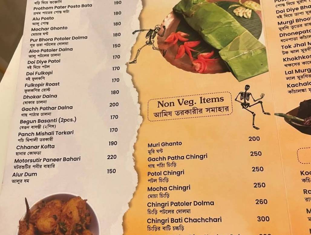Bhooter Raja Dilo Bor - Cooch Behar menu