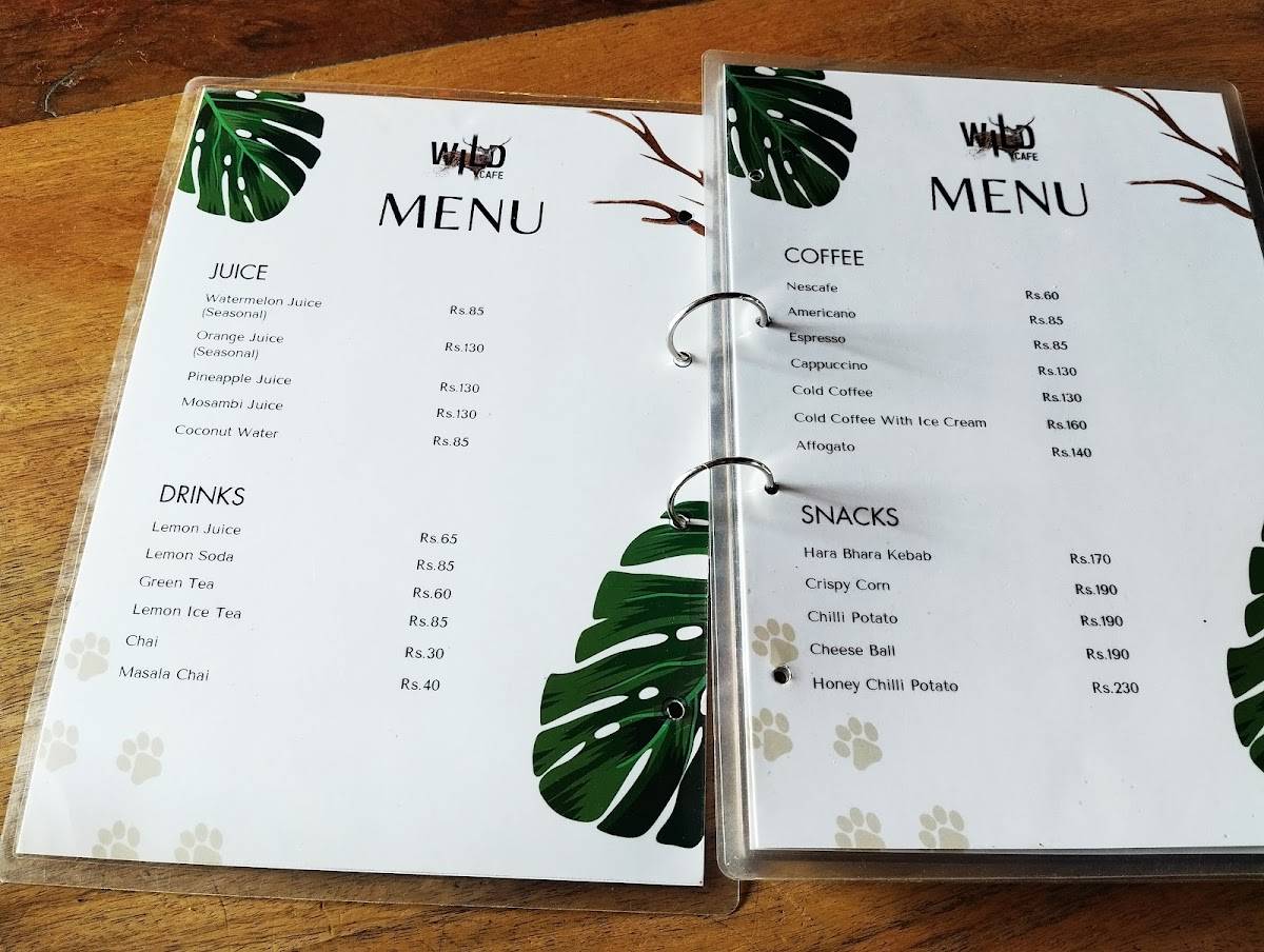 Wild cafe menu