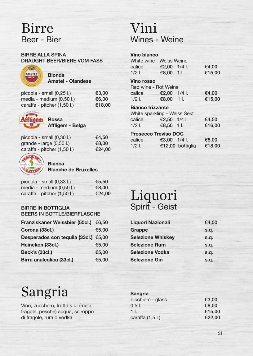 Menu di Cocobongo Bibione 