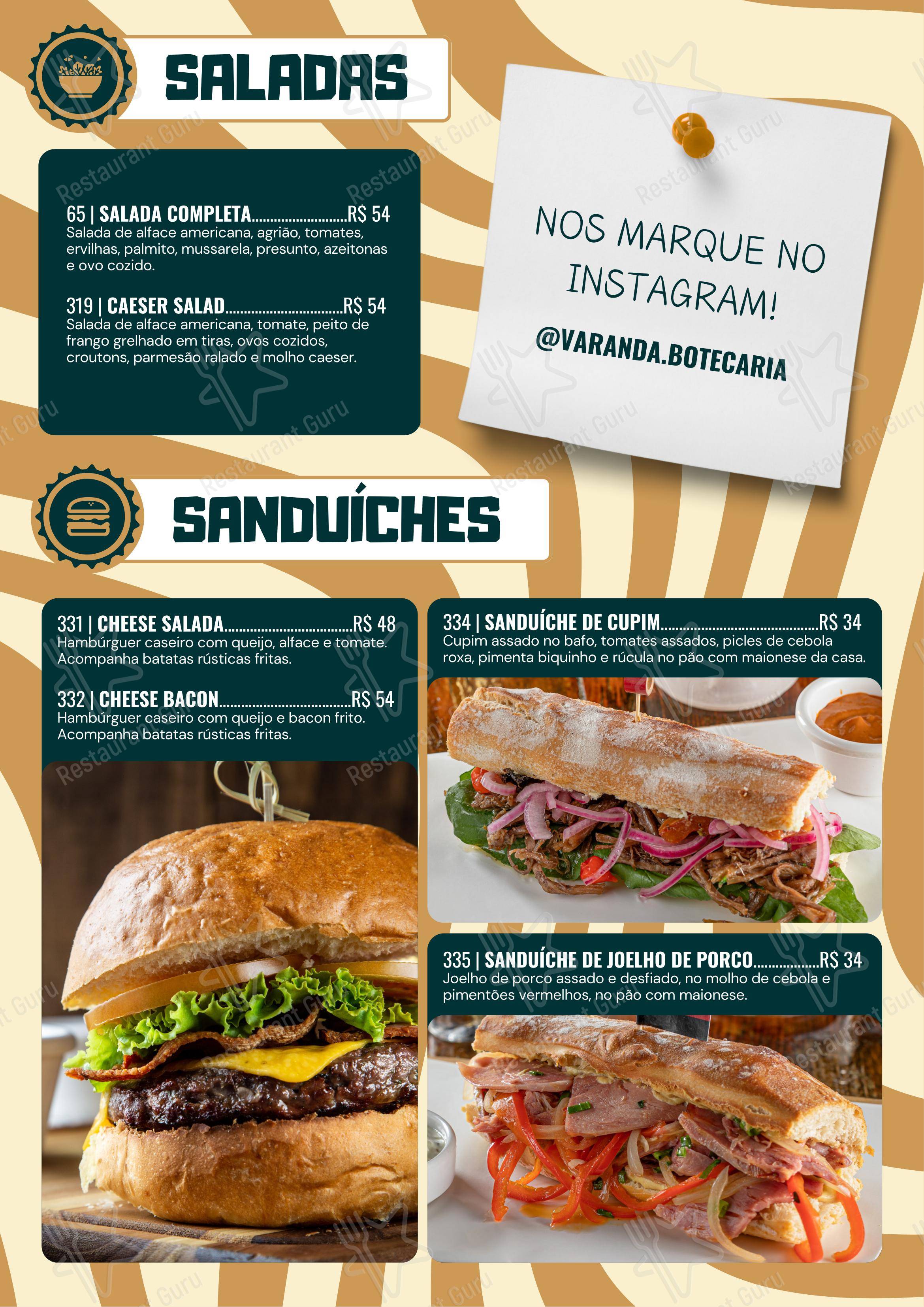 Menu para Varanda Botecaria em São Paulo