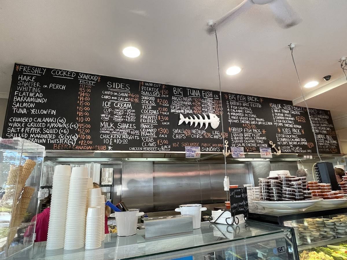 Menu at Big Tuna Fish Co. restaurant, The Entrance