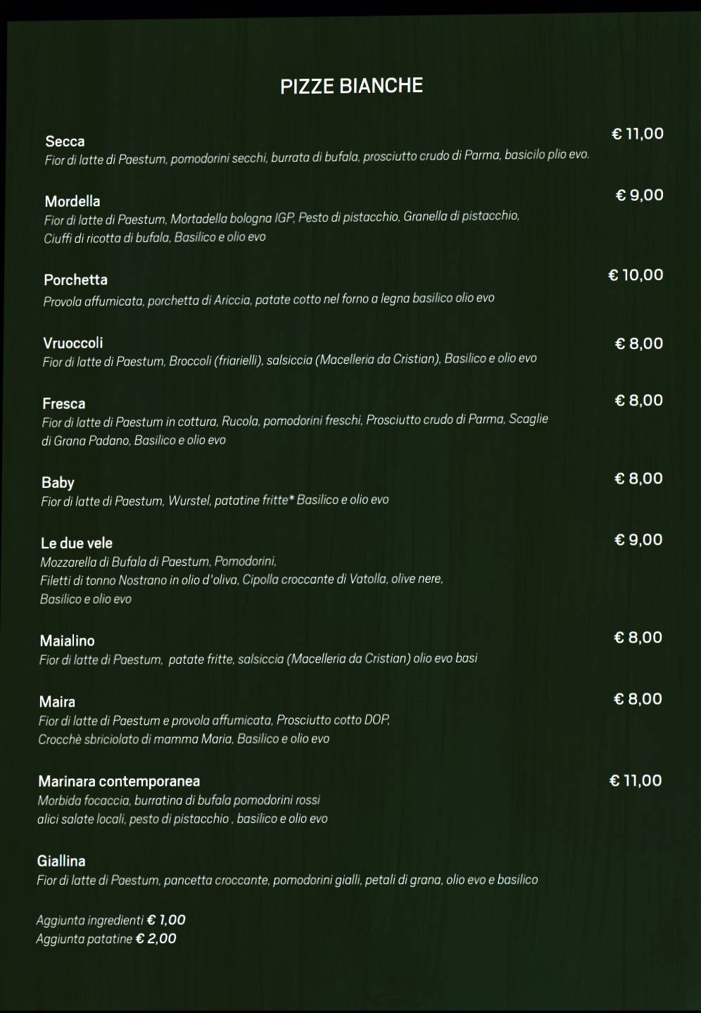 Menu di Biga pizzeria e gastronomia 