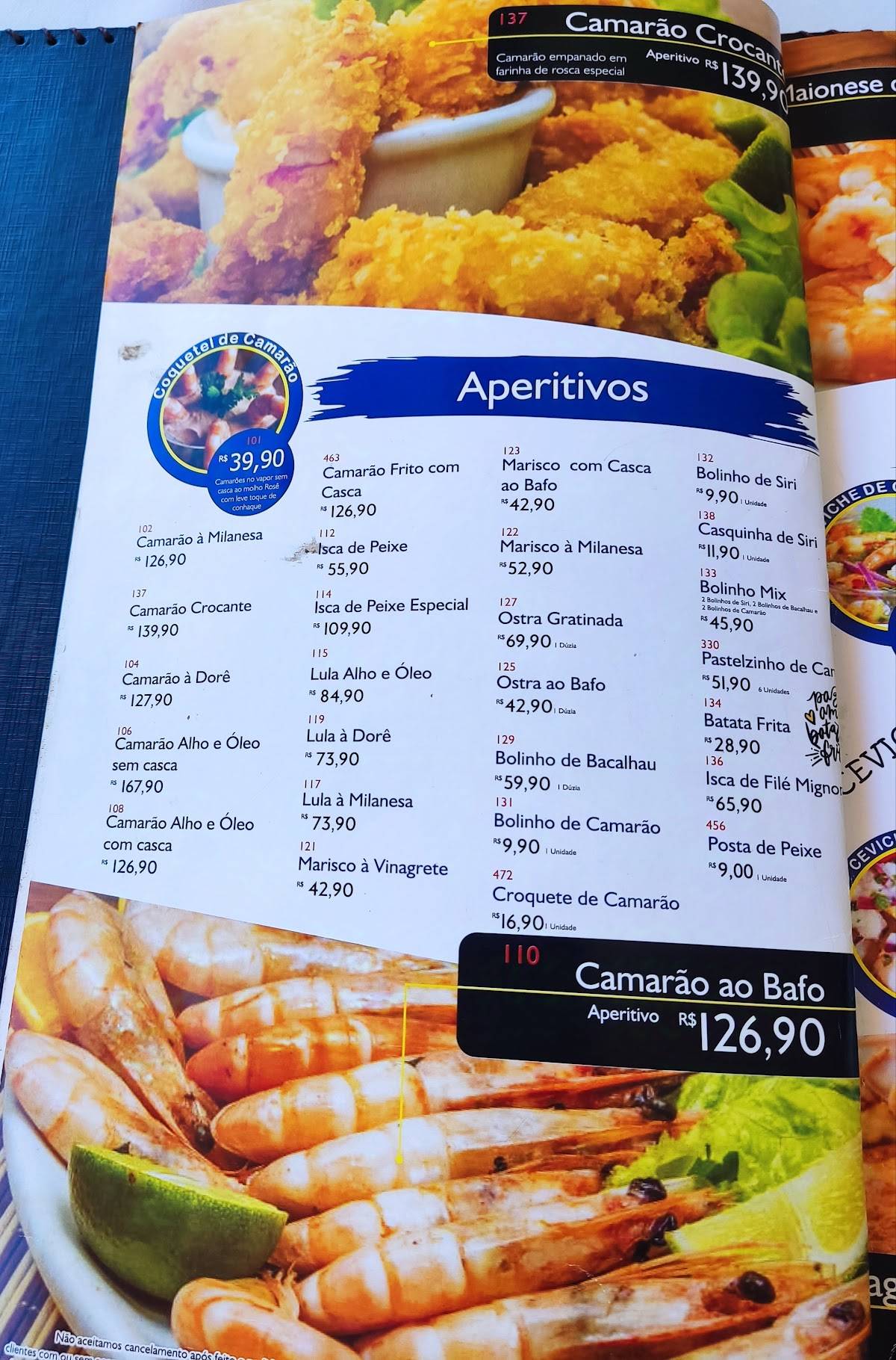 Restaurante Miramar cardápio