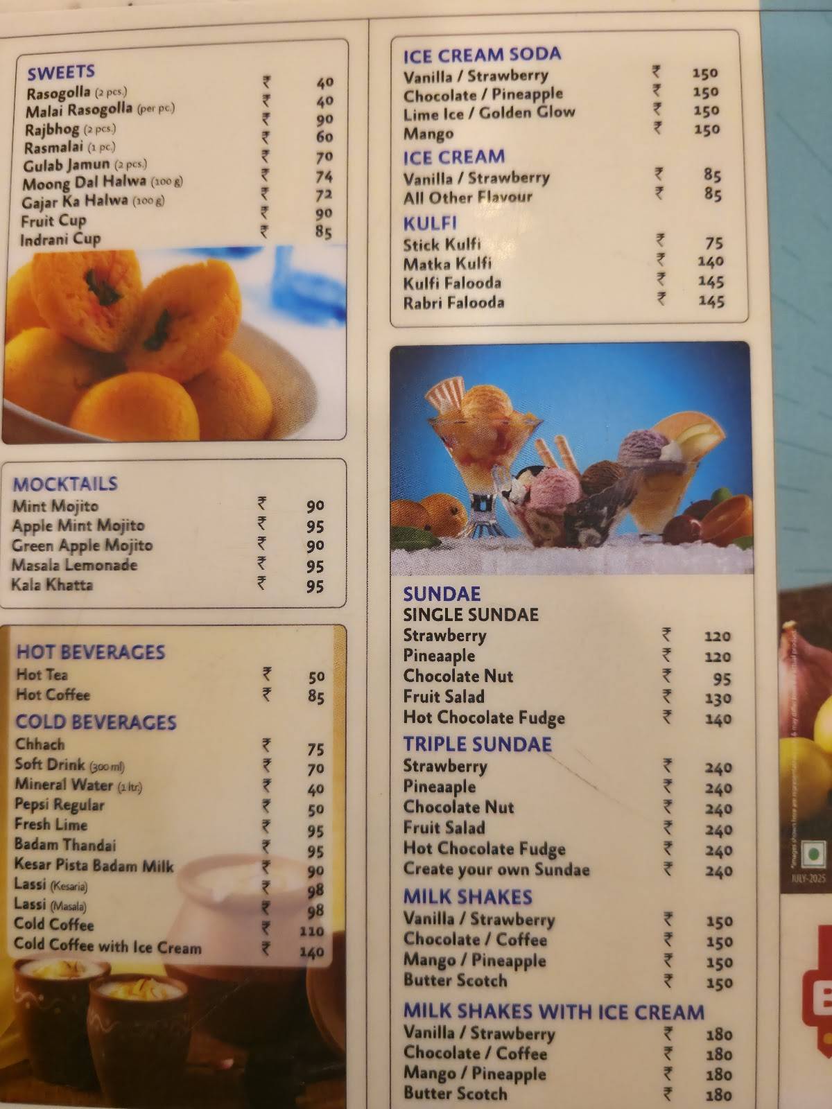 Bikanervala JP Nagar, Gajraula menu