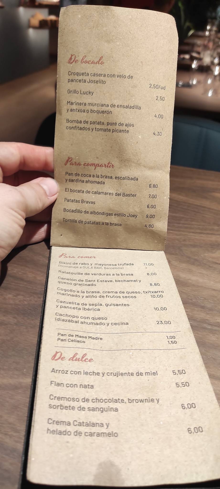 Carta del restaurante Lucky Baster, Bilbao