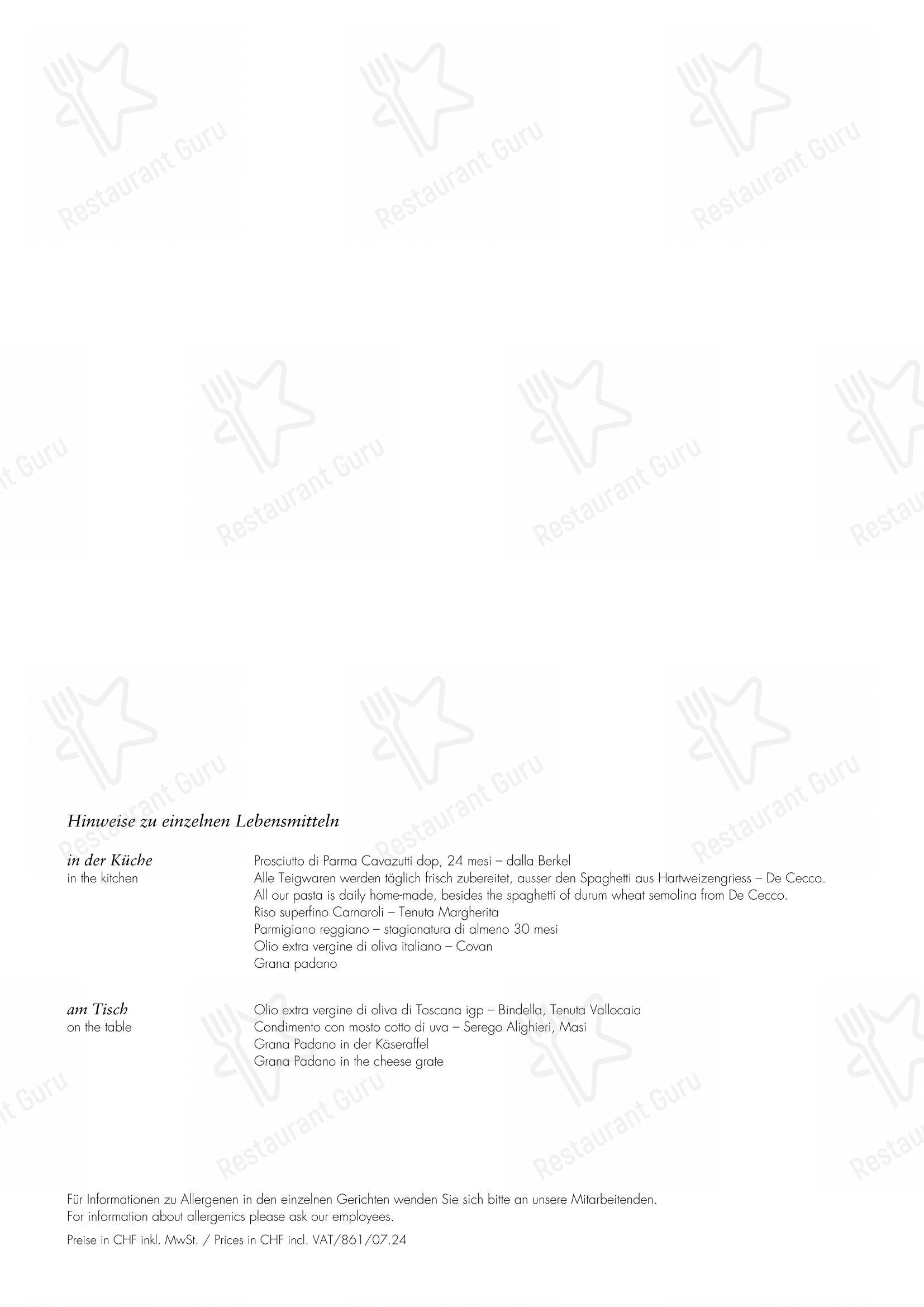 Menu bar per Bindella in Zurigo