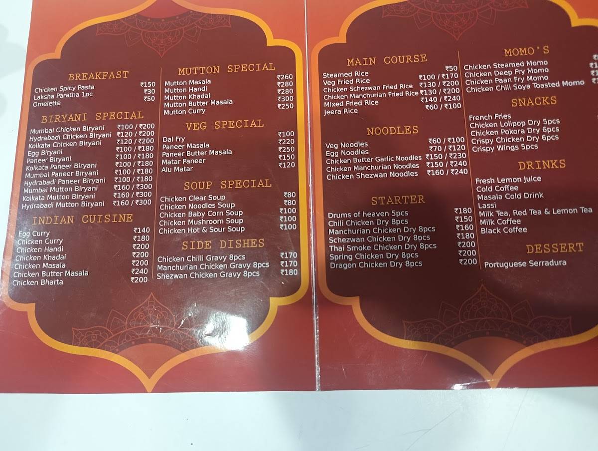 Biryani Darbar menu