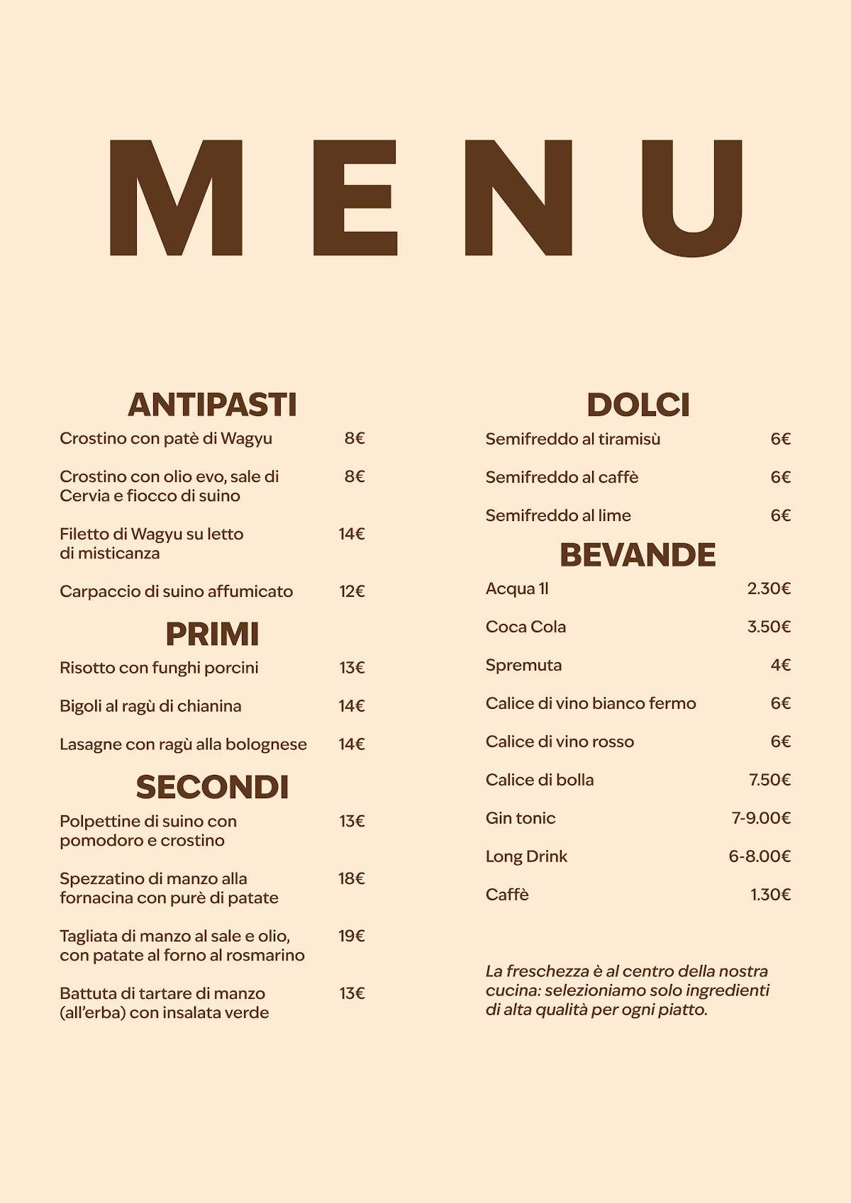 Menu di Bistrò Corelli 