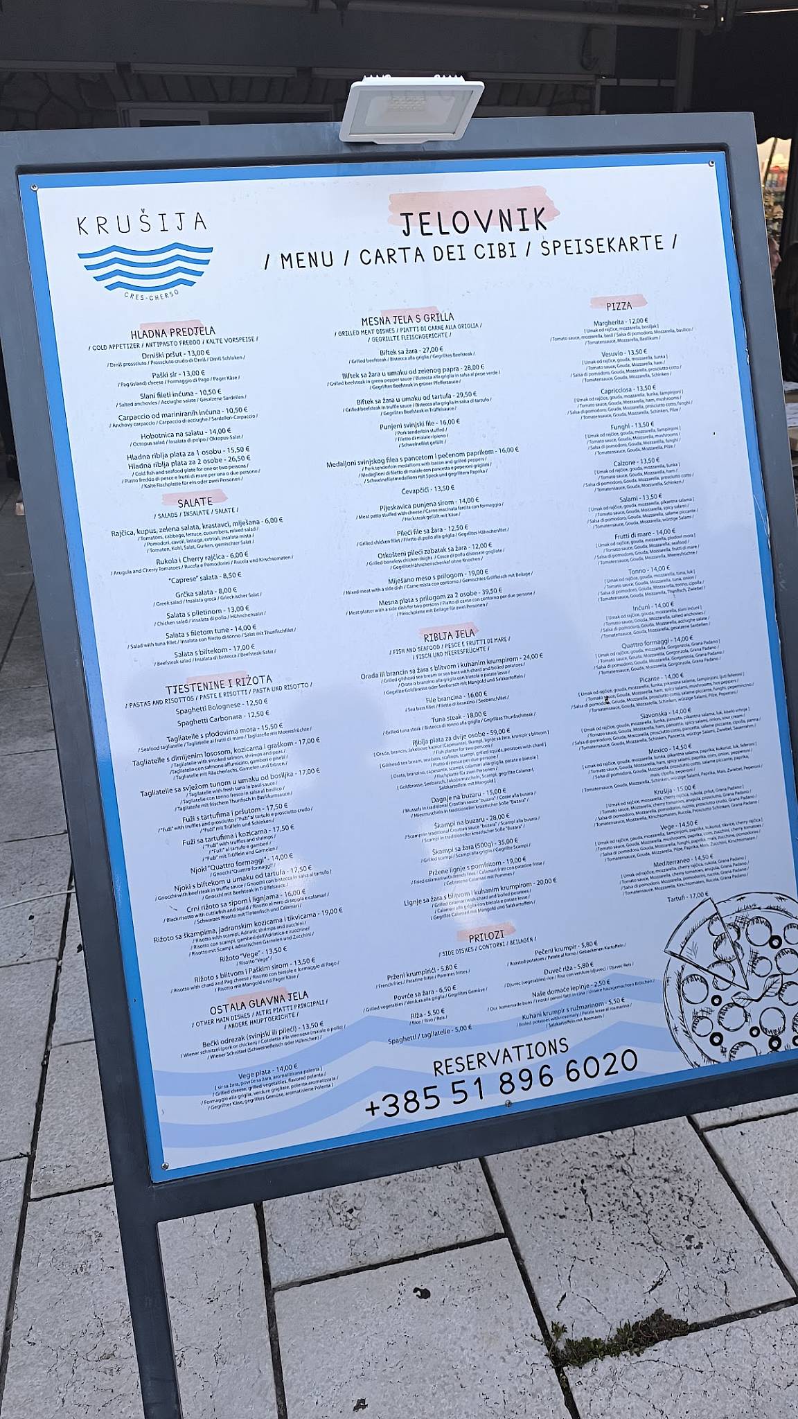 Menu di Bistro-pizzeria Krusija 