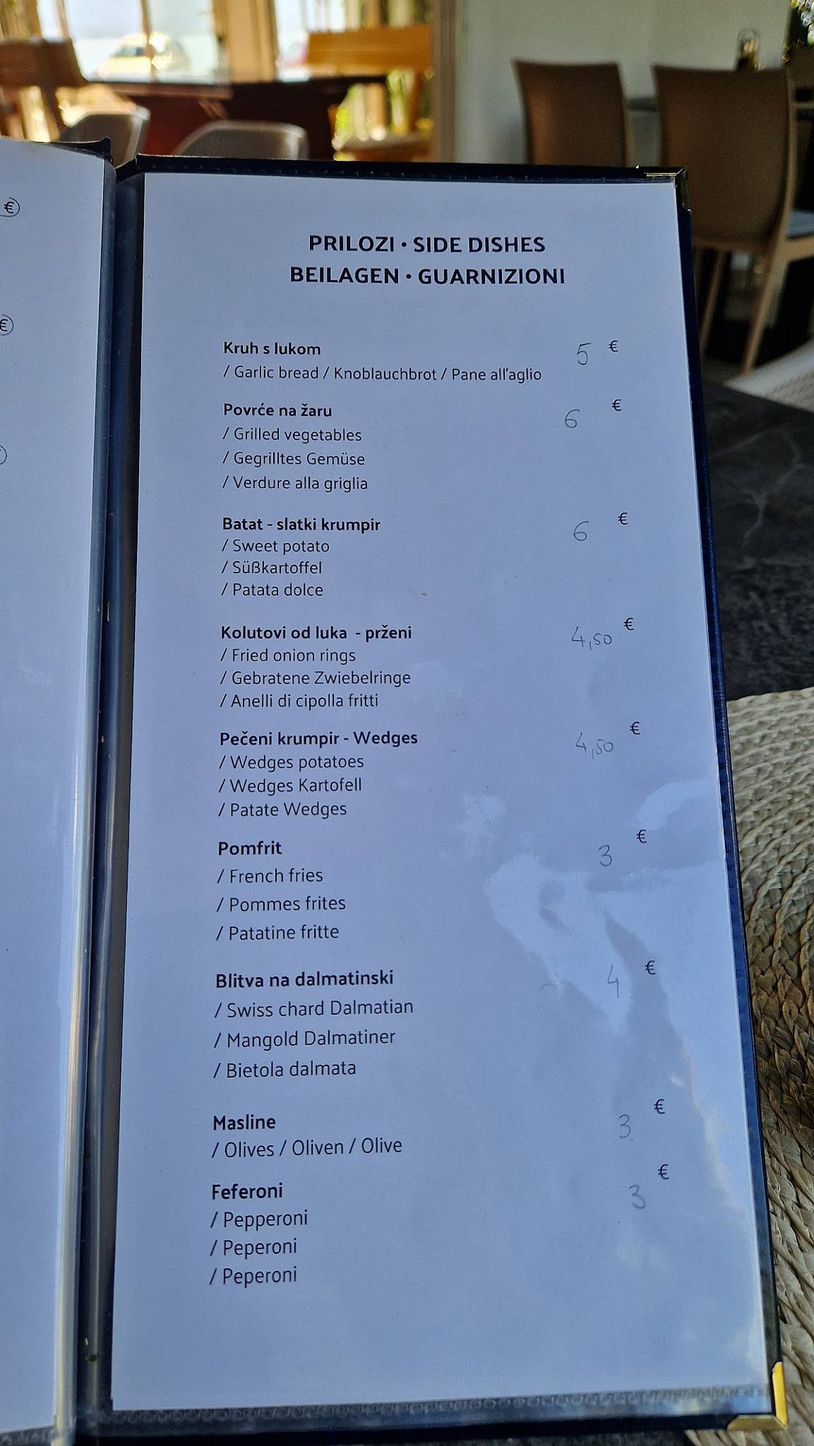 Menu di Bistro pizzerija "MORE" 