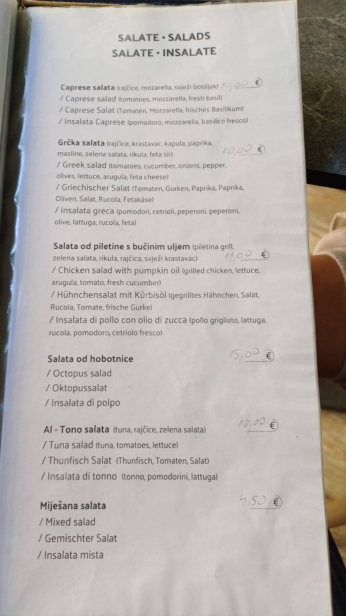 Menu di Bistro pizzerija "MORE" 