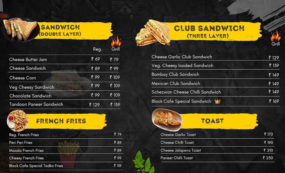 Black cafe menu