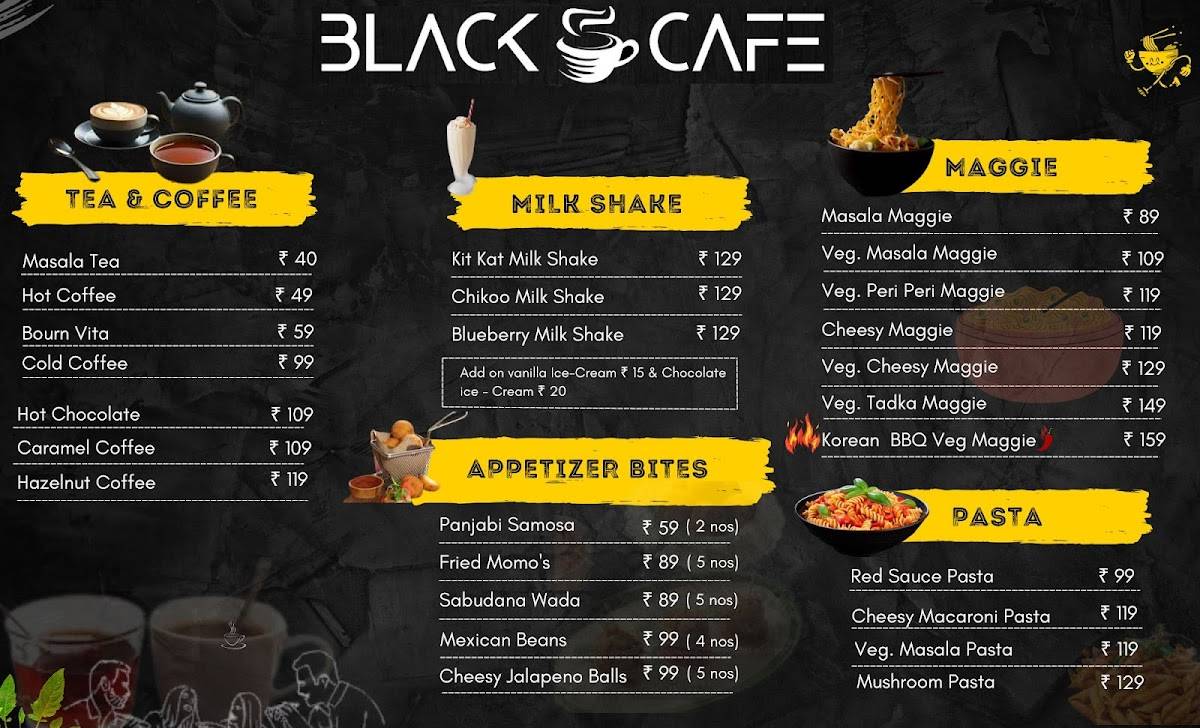 Black cafe menu