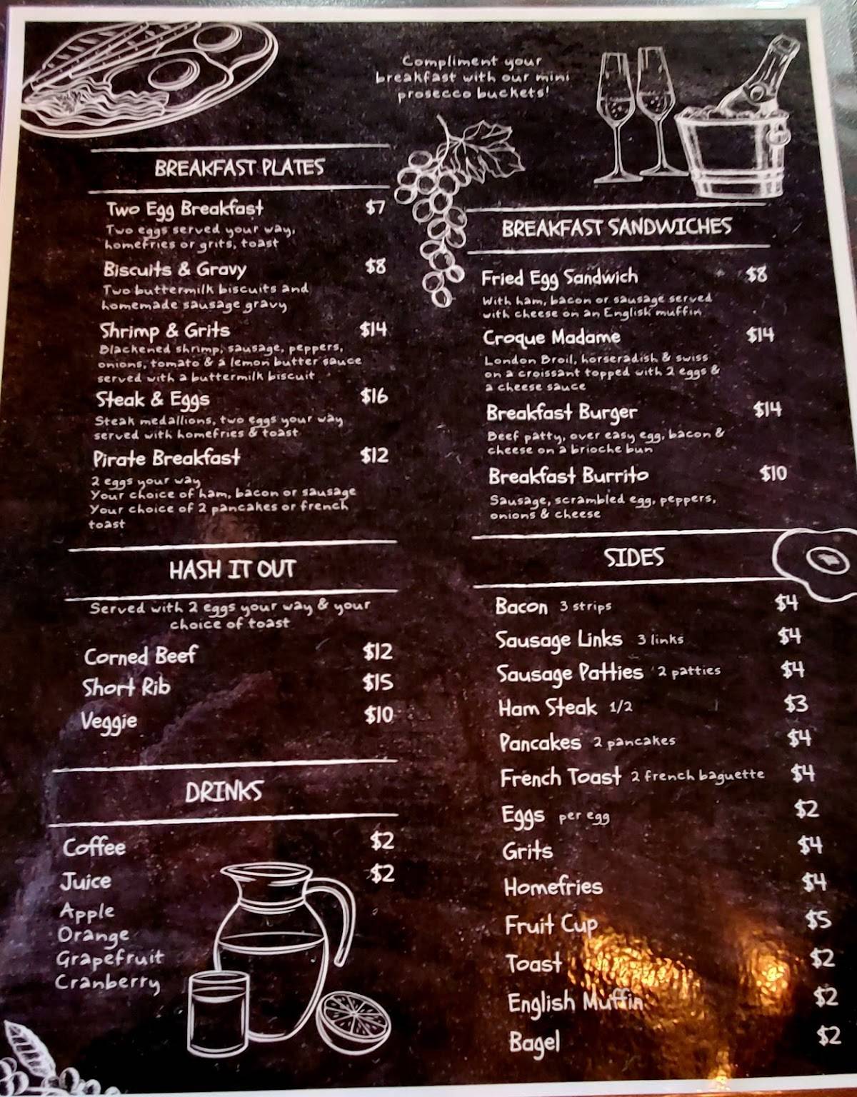 Menu at Blackbeard's Grub & Grog restaurant, Tarpon Springs