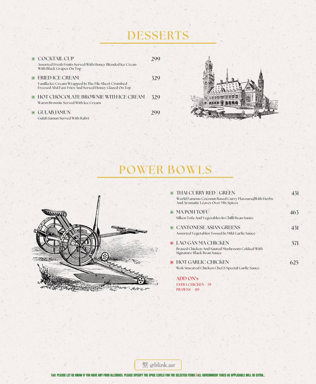 Blink Teppanyaki, Sushi, Multi Cuisine Restaurant menu