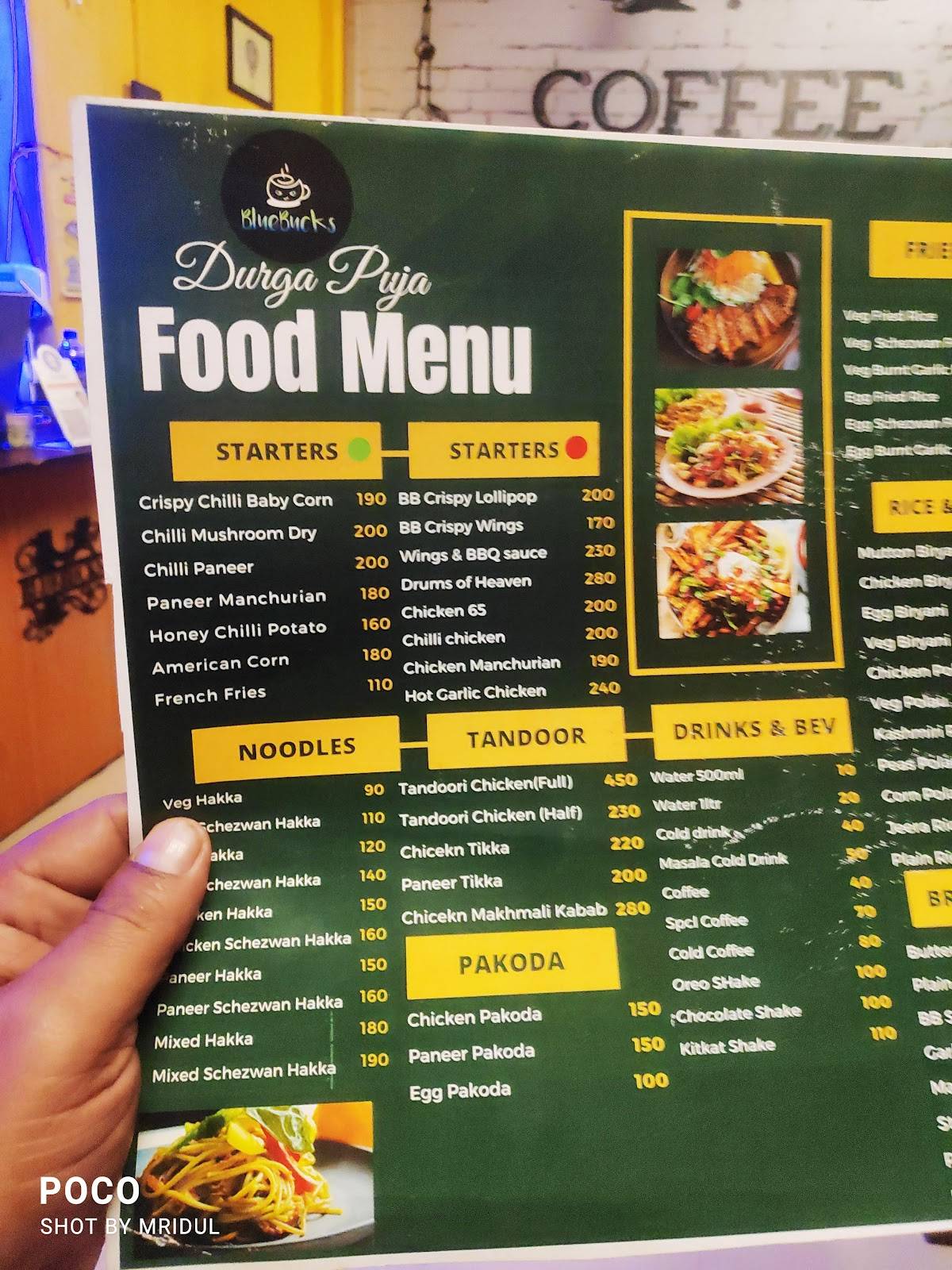 BlueBucks Cafe menu