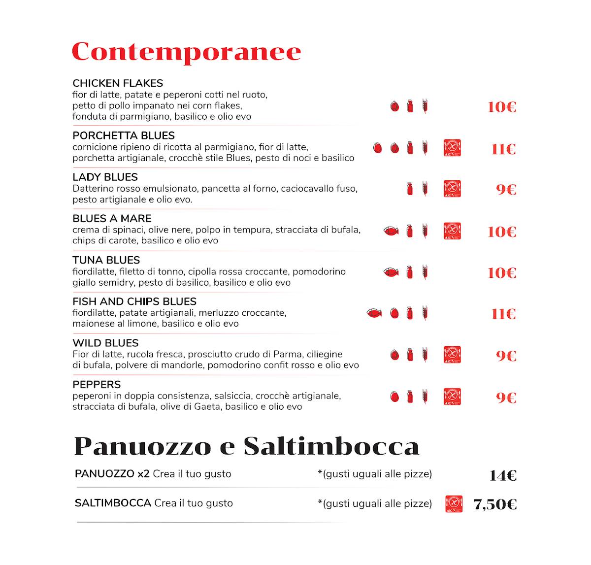 Menu di Blues Pizza 